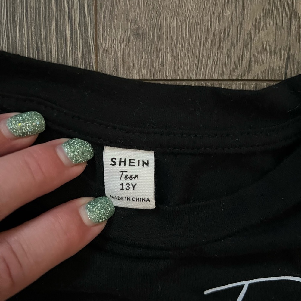 Shein Teen Graphic Tee Black “Free Spirit No Failure” – Size 13Y​​ - Picture 2 of 3
